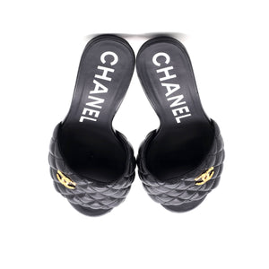Women's CC Heeled Mule Sandals Quilted Leather