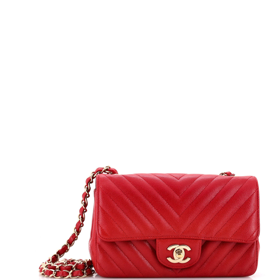 Classic Single Flap Bag Chevron Caviar Mini
