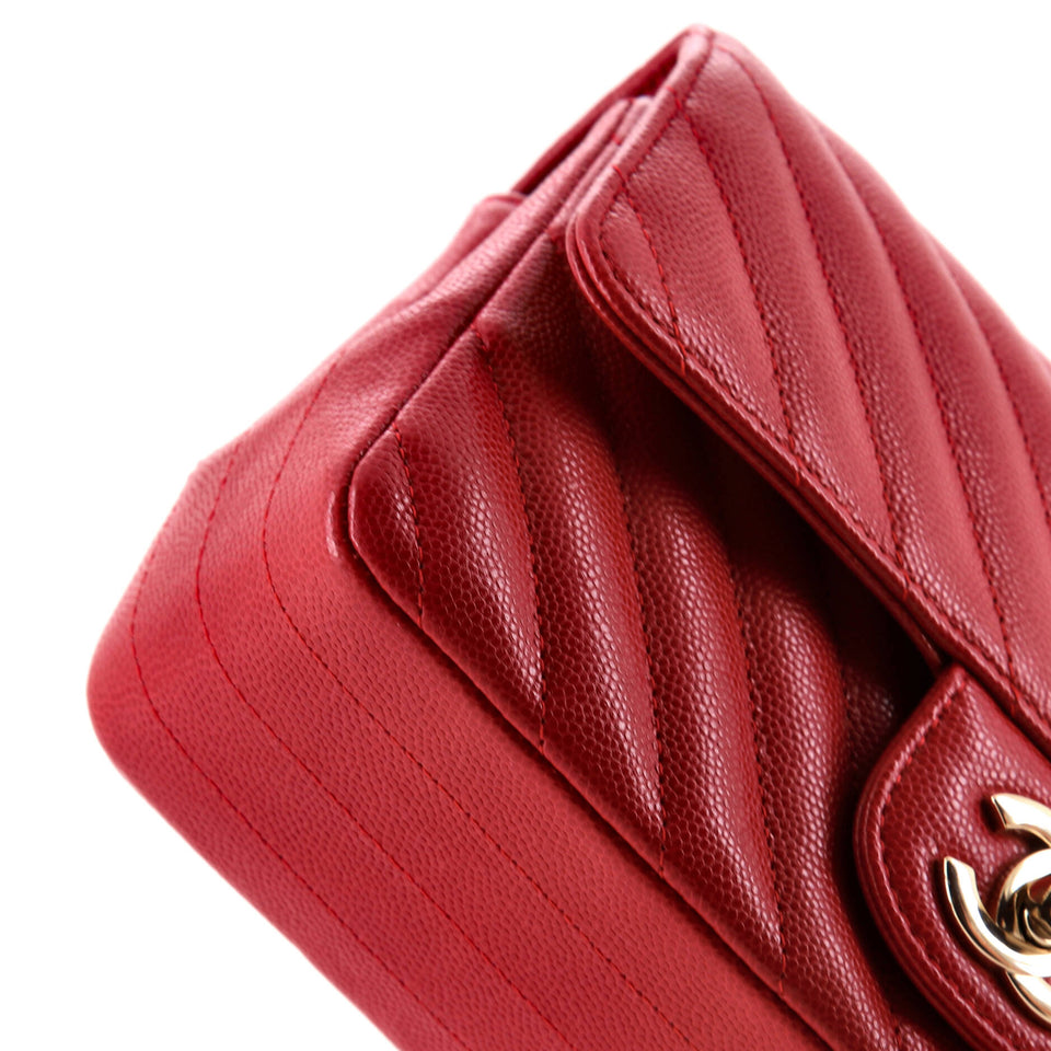 Classic Single Flap Bag Chevron Caviar Mini