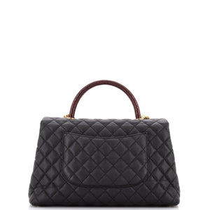 Coco Top Handle Bag Quilted Caviar with Lizard Medium