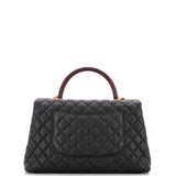 Coco Top Handle Bag Quilted Caviar with Lizard Medium