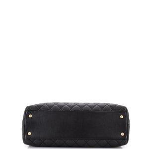 Coco Top Handle Bag Quilted Caviar with Lizard Medium
