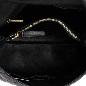 Coco Top Handle Bag Quilted Caviar with Lizard Medium