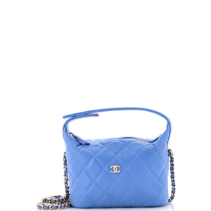 CC Hobo Clutch with Chain Quilted Caviar