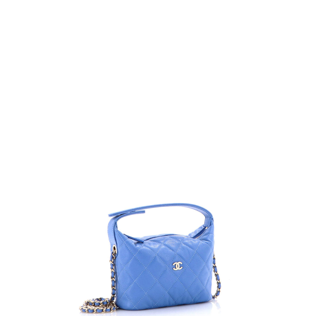 CC Hobo Clutch with Chain Quilted Caviar