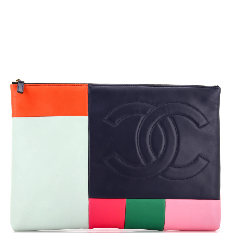 O Case Clutch Colorblock Leather Large