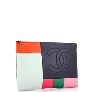 O Case Clutch Colorblock Leather Large