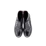 Women's Cap Toe CC Chain Around Pearl Combat Boots Leather