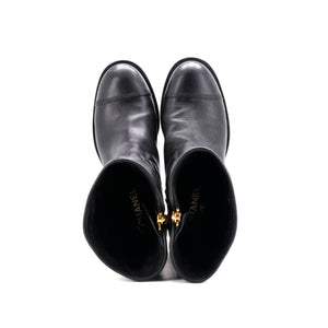 Women's Cap Toe CC Mid-Calf Combat Boots Leather