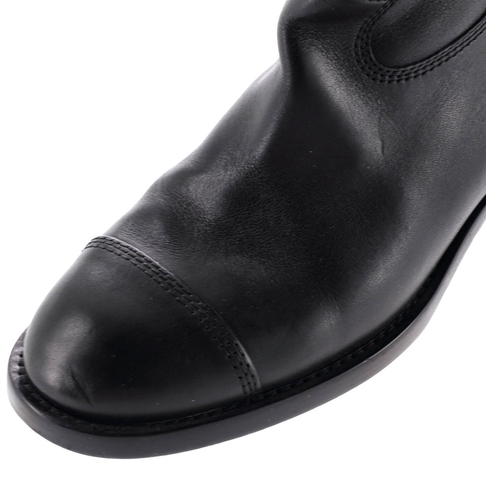 Women's Cap Toe CC Mid-Calf Combat Boots Leather