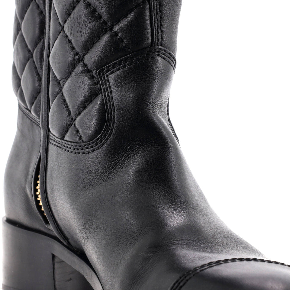 Women's Cap Toe CC Mid-Calf Combat Boots Leather
