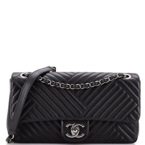 CC Crossing Flap Bag Chevron Lambskin Medium