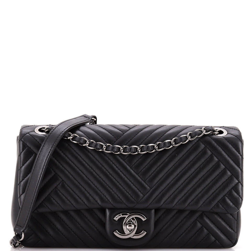 CC Crossing Flap Bag Chevron Lambskin Medium