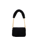 CC Bar Chain Handle Flap Bag Quilted Shearling Small