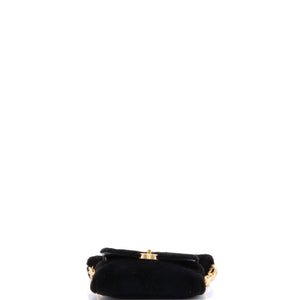 CC Bar Chain Handle Flap Bag Quilted Shearling Small