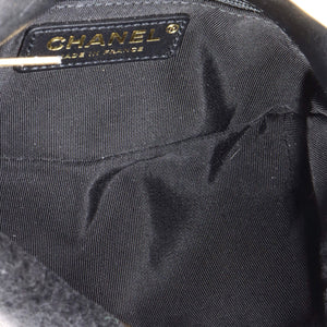 CC Bar Chain Handle Flap Bag Quilted Shearling Small