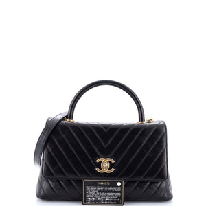 Coco Top Handle Bag Chevron Calfskin Small