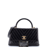 Coco Top Handle Bag Chevron Calfskin Small