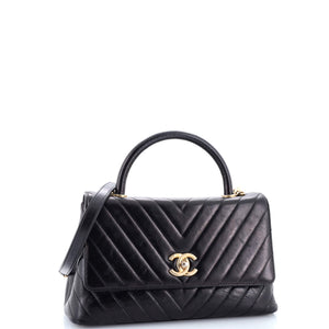 Coco Top Handle Bag Chevron Calfskin Small