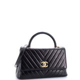 Coco Top Handle Bag Chevron Calfskin Small