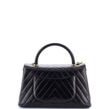 Coco Top Handle Bag Chevron Calfskin Small