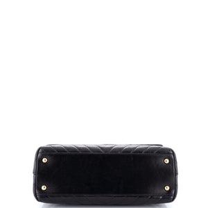Coco Top Handle Bag Chevron Calfskin Small