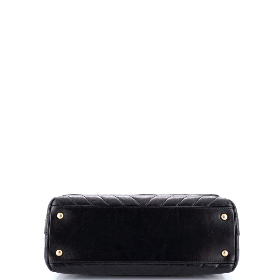 Coco Top Handle Bag Chevron Calfskin Small