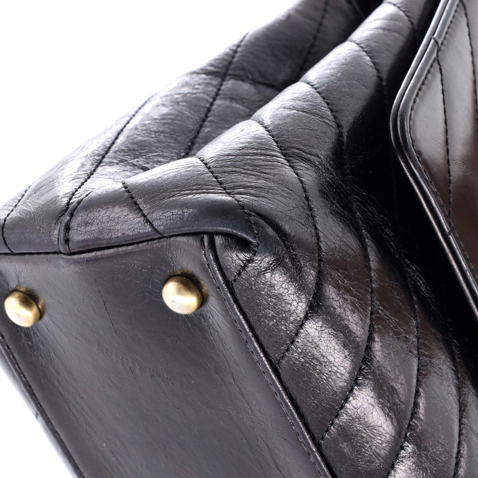 Coco Top Handle Bag Chevron Calfskin Small