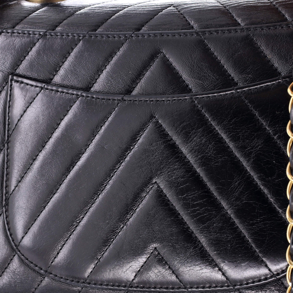 Coco Top Handle Bag Chevron Calfskin Small
