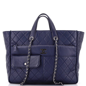 Ultra Pocket Shopping Tote Quilted Calfskin Large