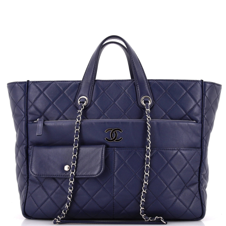 Ultra Pocket Shopping Tote Quilted Calfskin Large