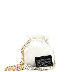 Vintage Drawstring Bucket Bag Quilted Lambskin Small