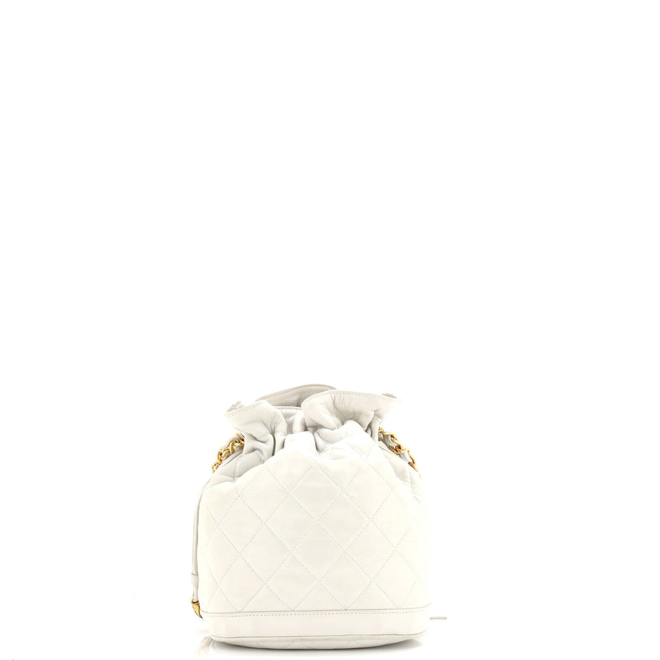 Vintage Drawstring Bucket Bag Quilted Lambskin Small