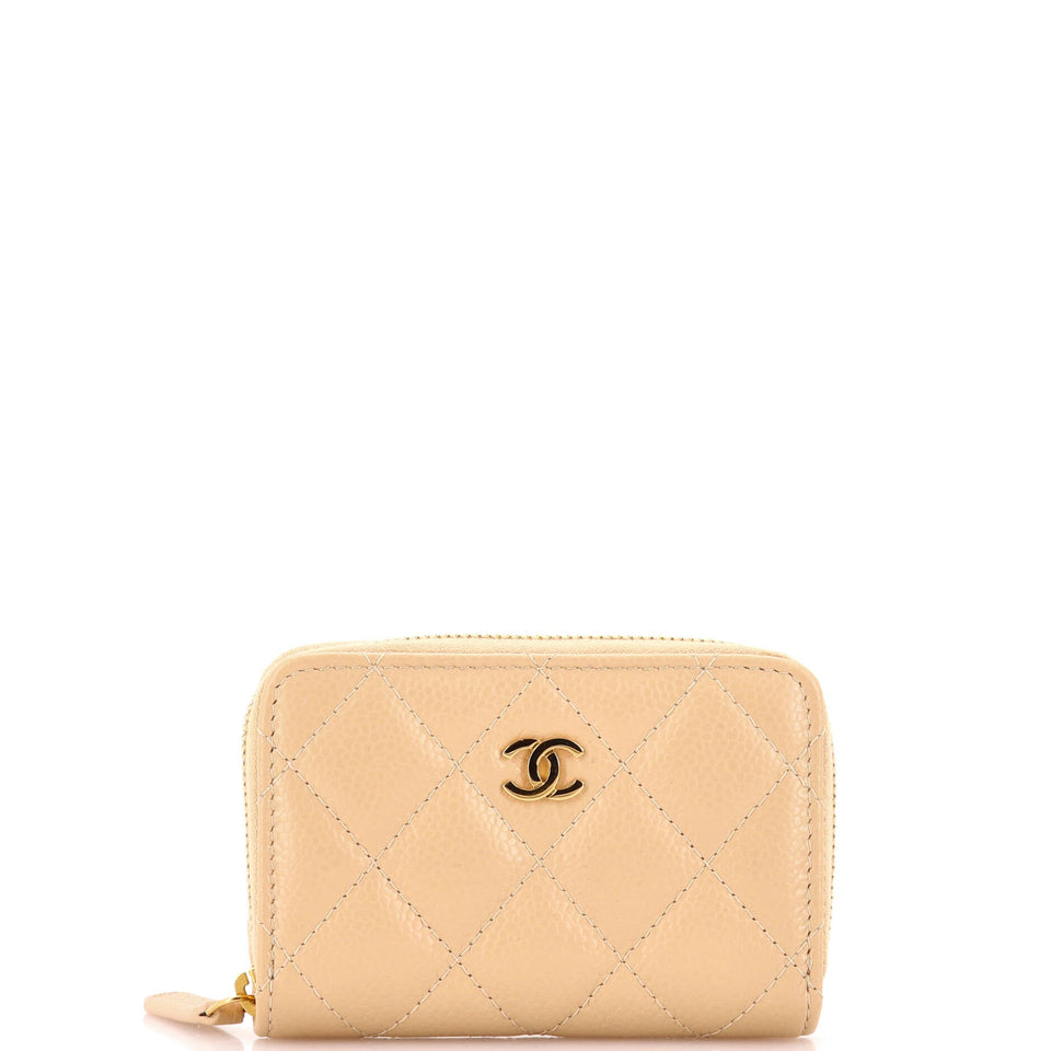 CC Zip Coin Purse Quilted Iridescent Caviar Small