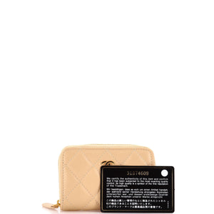 CC Zip Coin Purse Quilted Iridescent Caviar Small