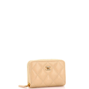 CC Zip Coin Purse Quilted Iridescent Caviar Small