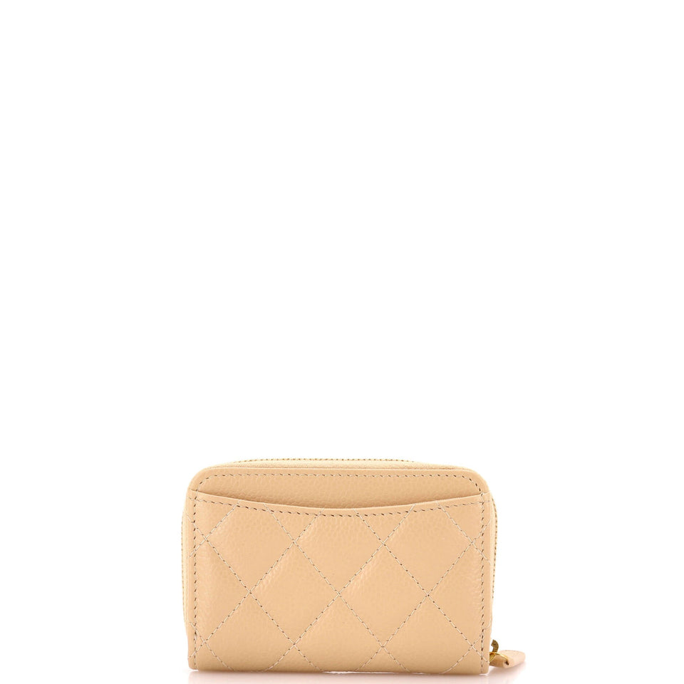 CC Zip Coin Purse Quilted Iridescent Caviar Small