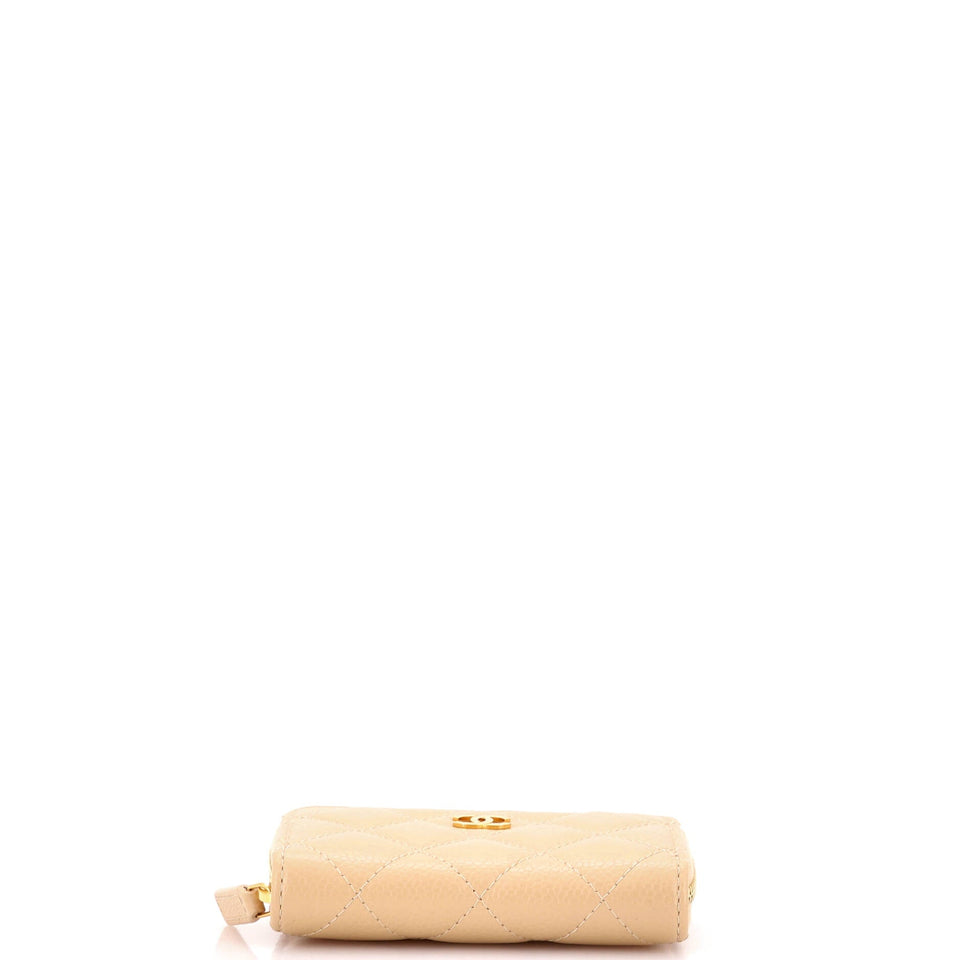 CC Zip Coin Purse Quilted Iridescent Caviar Small