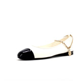 Women's Cap Toe Ankle Chain Ballerina Flats Leather
