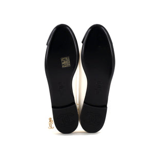 Women's Cap Toe Ankle Chain Ballerina Flats Leather