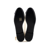 Women's Cap Toe Ankle Chain Ballerina Flats Leather