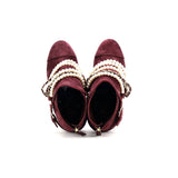 Women's Pearl Chain Strap Ankle Boots Suede