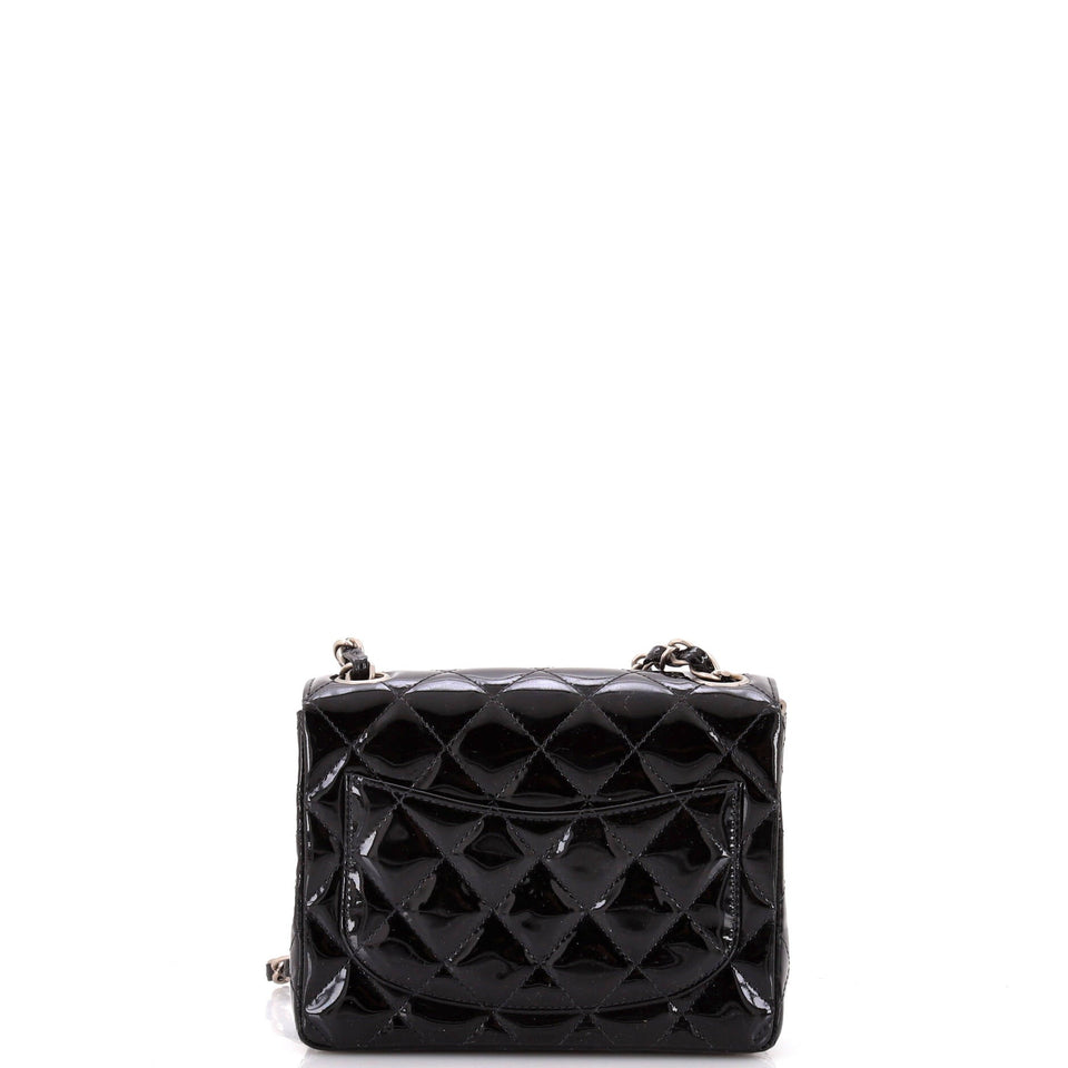 Vintage Square Classic Single Flap Bag Quilted Patent Mini