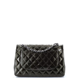 Classic Double Flap Bag Quilted Striated Metallic Patent Jumbo