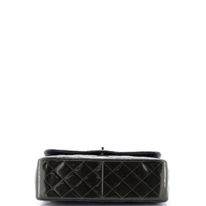 Classic Double Flap Bag Quilted Striated Metallic Patent Jumbo