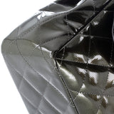 Classic Double Flap Bag Quilted Striated Metallic Patent Jumbo