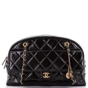 CC No. 5 Medallion Flap Chain Bowler Bag Quilted Patent Large