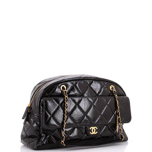 CC No. 5 Medallion Flap Chain Bowler Bag Quilted Patent Large