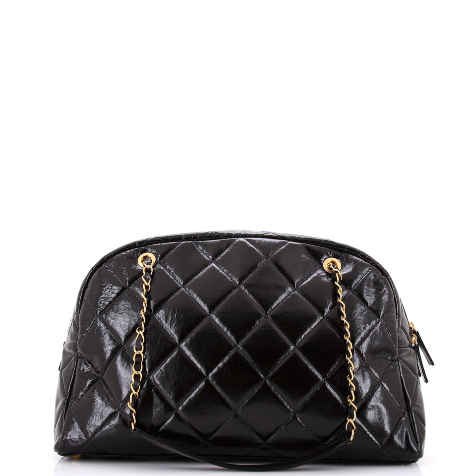 CC No. 5 Medallion Flap Chain Bowler Bag Quilted Patent Large