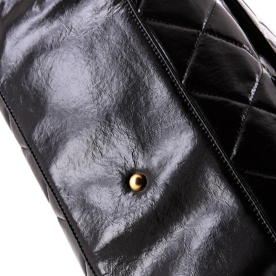 CC No. 5 Medallion Flap Chain Bowler Bag Quilted Patent Large